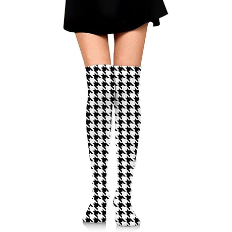 Black And White Houndstooth Tall Socks