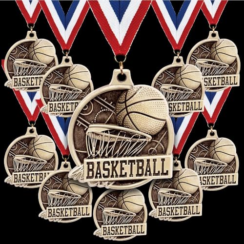 Crown Awards Basketball Medal Value Pack - 1 1/2 Gold Basketball Award Medals for Sports Teams Leagues & Competitions