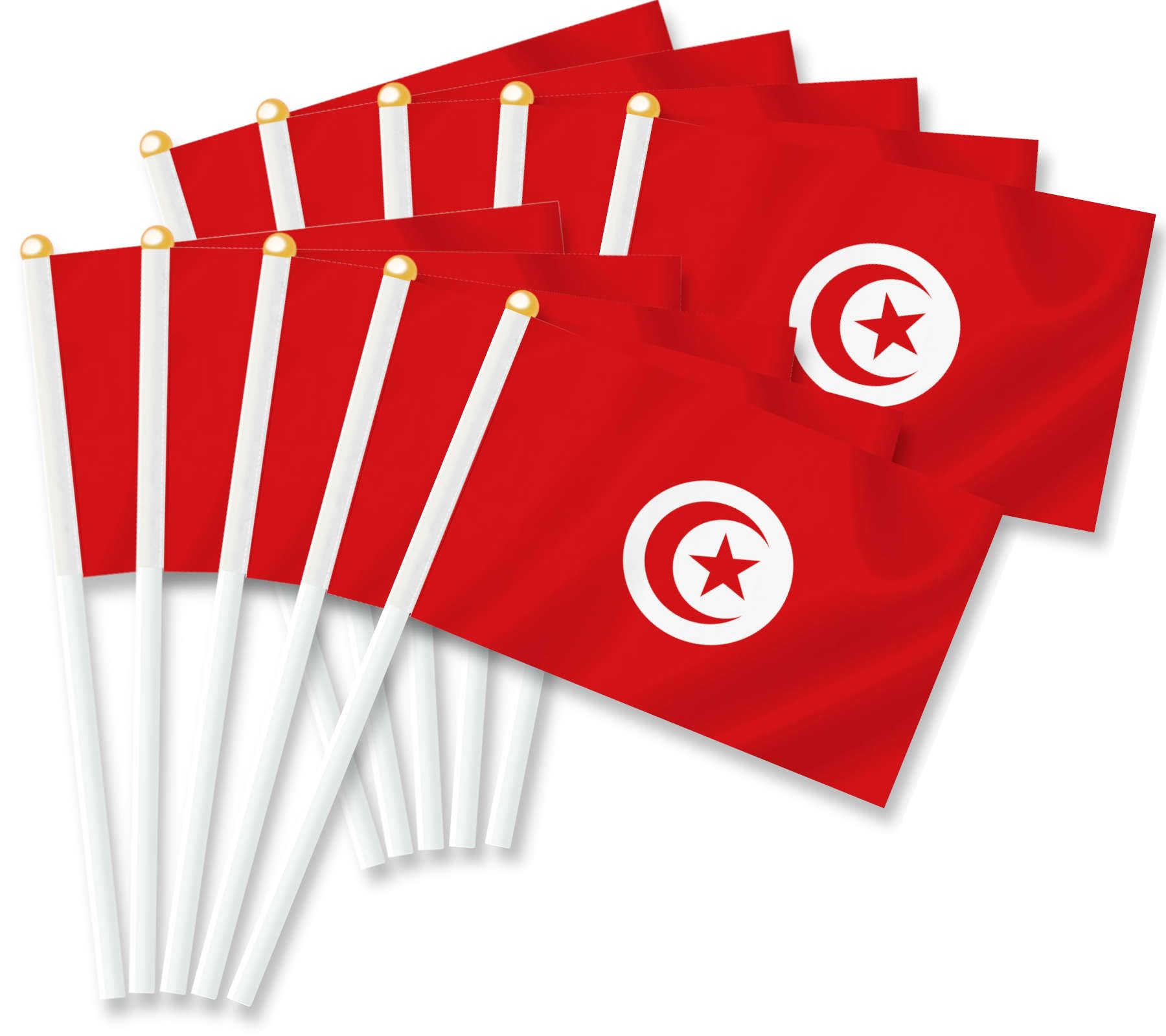 MacLand 25 PCS Tunisia Handheld Small Flag, Tunisian Hand held Mini Decor Decoration Banner