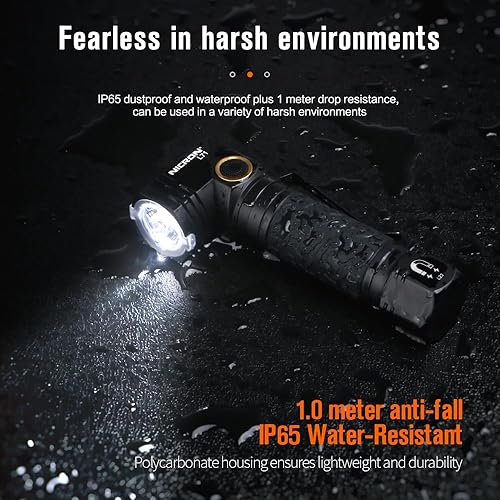 Miniatura 7 de NICRON L71 Linternas tácticas de alto lúmenes tipo C linterna magnética recargable 90 grados luz de trabajo, IP65 impermeable 1800 lúmenes LED 8