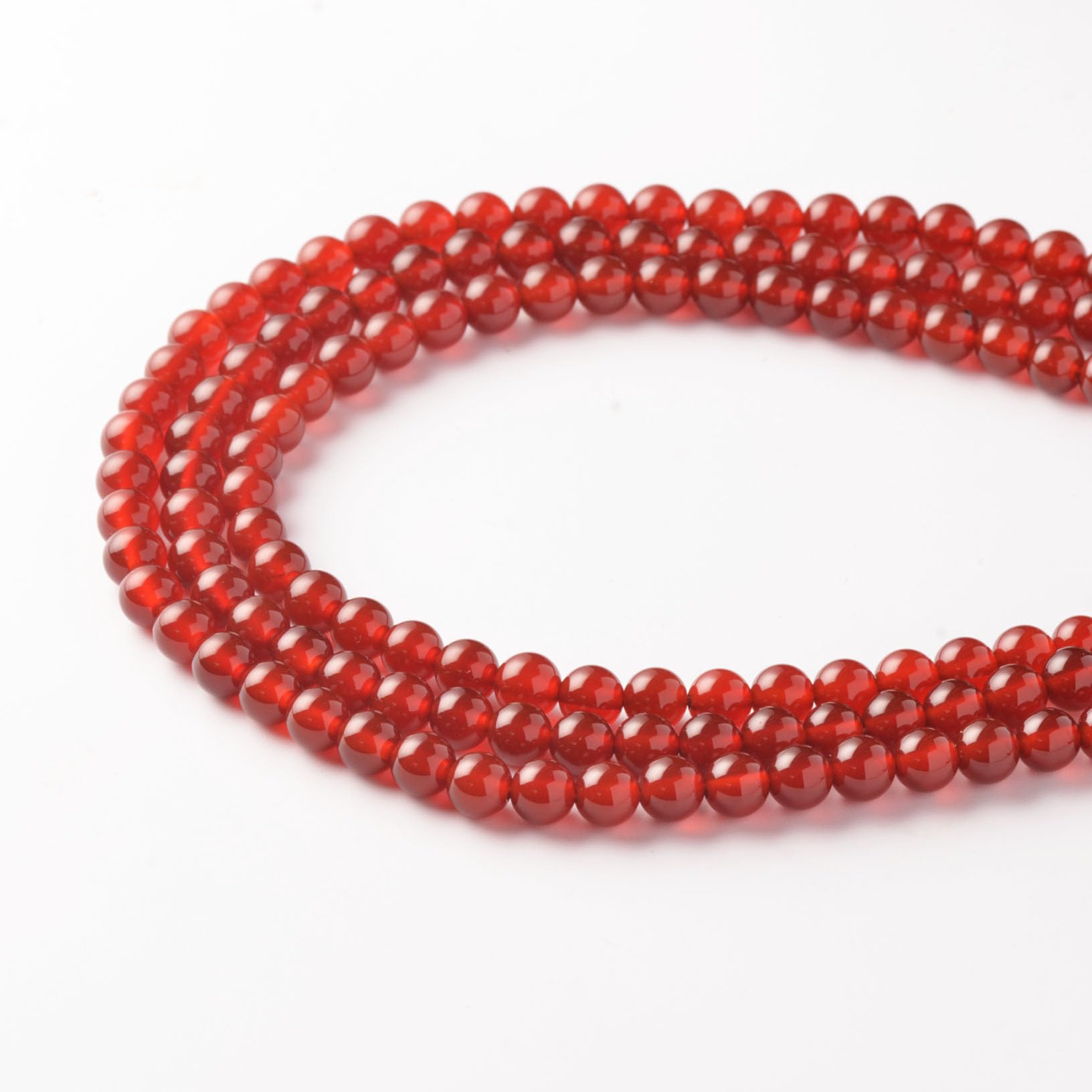 6mm Red Agate Stone Beads for Bracelets Making, Gemstone Beads for Jewellery Crafting (55~60Pcs)