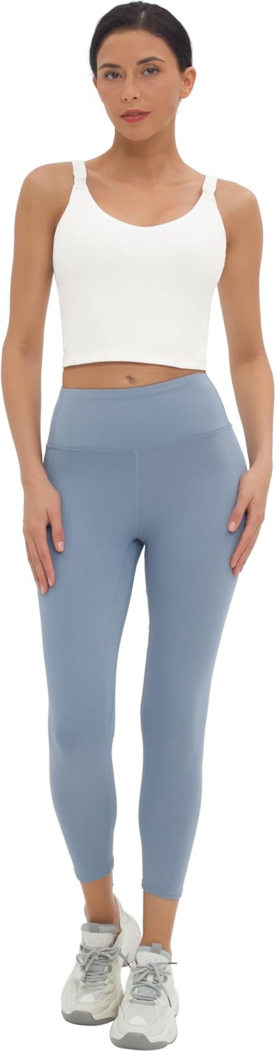 Foucome Womens Nursing Bras for Breastfeeding Maternity Tank Tops Crop Top with Built in Bra Longline Workout Sports Bra - Image 5