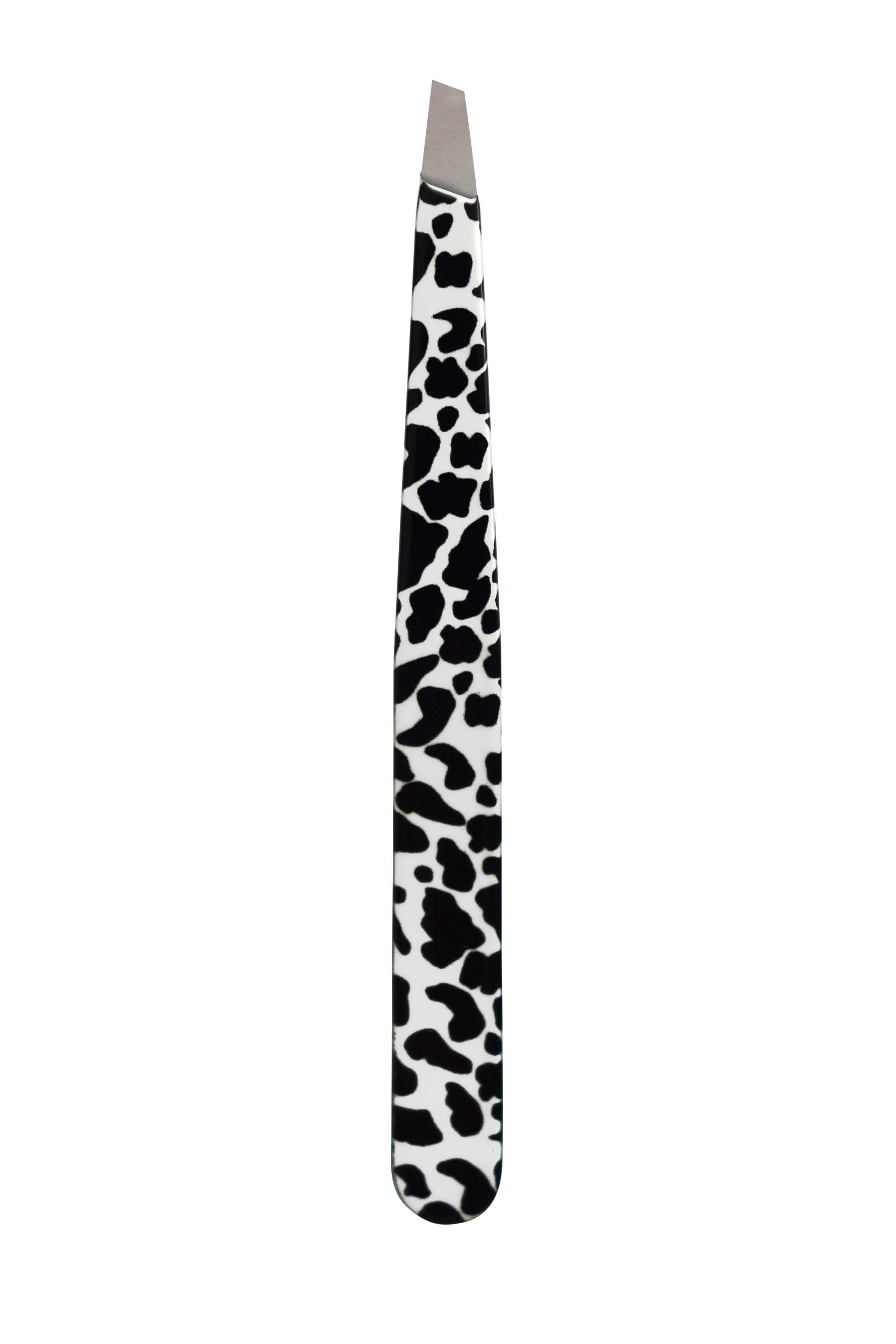 Pinzetta obliqua B&W Leopard TNS Cosmetics - in acciaio inox qualità professionale
