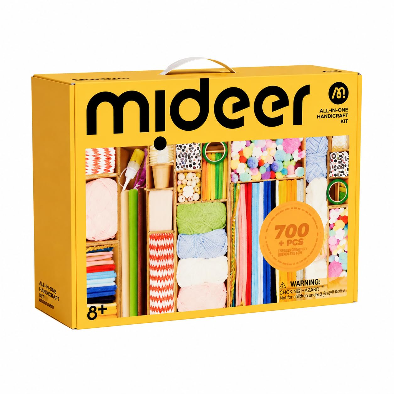 Qianly Bastelset für Jungen & Mädchen, über 700 Teile DIY Bastelkoffer mit Pfeifenputzer zum Basteln, Pompons, Holzperlen, Karton, Anleitung, Lernspielzeug