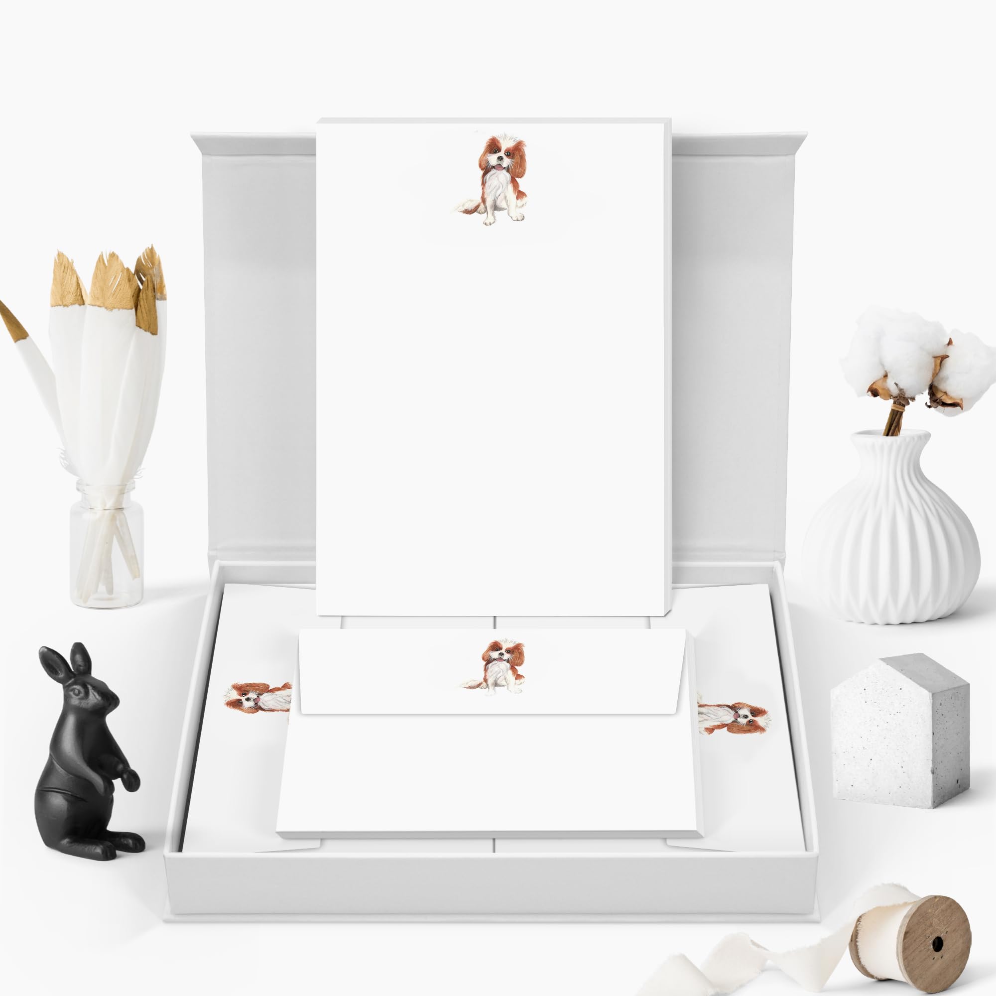 Me Loovely Cavalier King Charles Spaniel Writing Paper and Envelopes Set Stationery Letter Writing Supplies (20 Letters & 20 Envelopes with Gift Box)