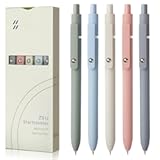 FIOVER Gel Pens, 5pcs 0.5mm Quick Dry Black Ink Fine Point Smooth Writing Pens High-End Series Ballpoint for Office School Supplies(Morandi)