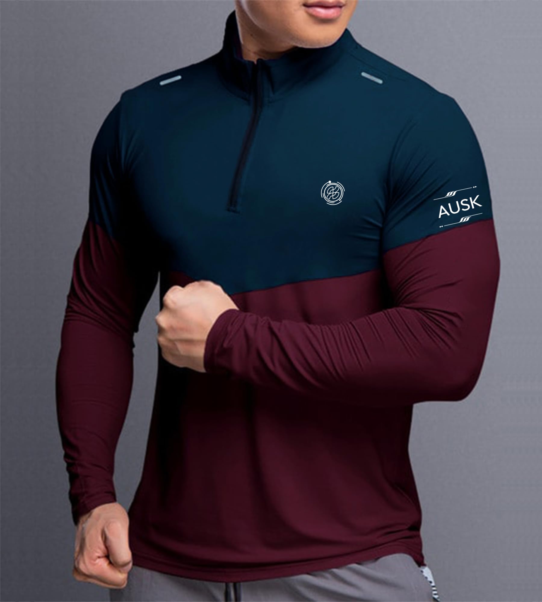 AUSK Men Polyester Regular Fit T-Shirt || Mens Sports T-Shirt (Color-Maroon) - Image 2 thumbnail