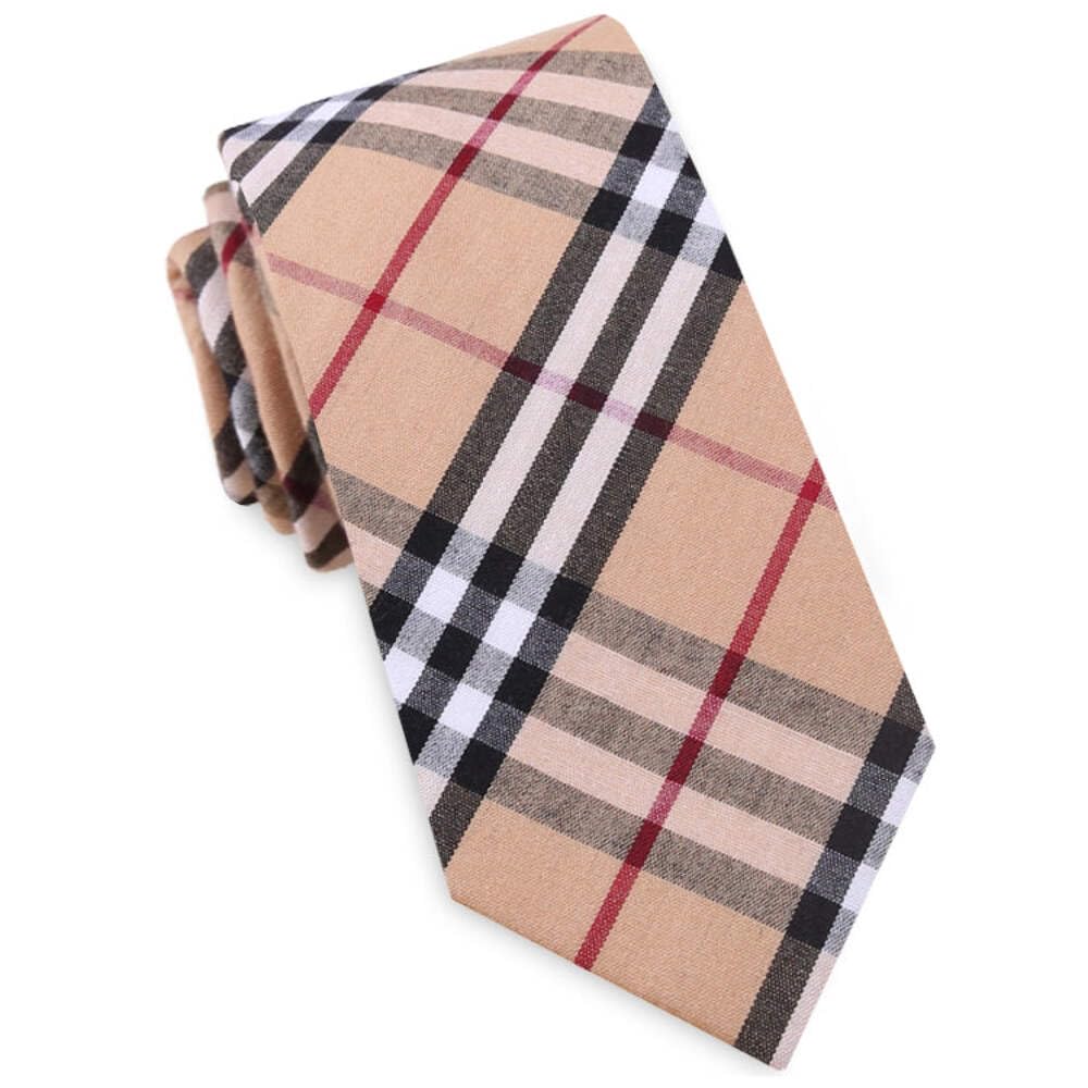 Texture Ties Camel Thomson Tartan Plaid Slim Tie