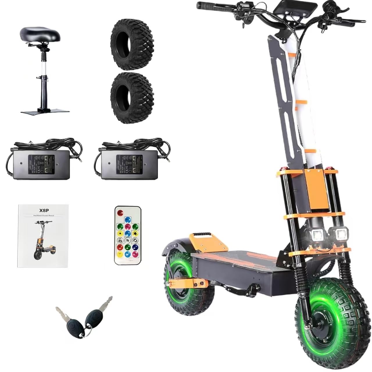 13 Electric Scooter with Seat for Adults XOD Oil Braking System 10000W Double Motor 60MPH Max Speed 65Miles