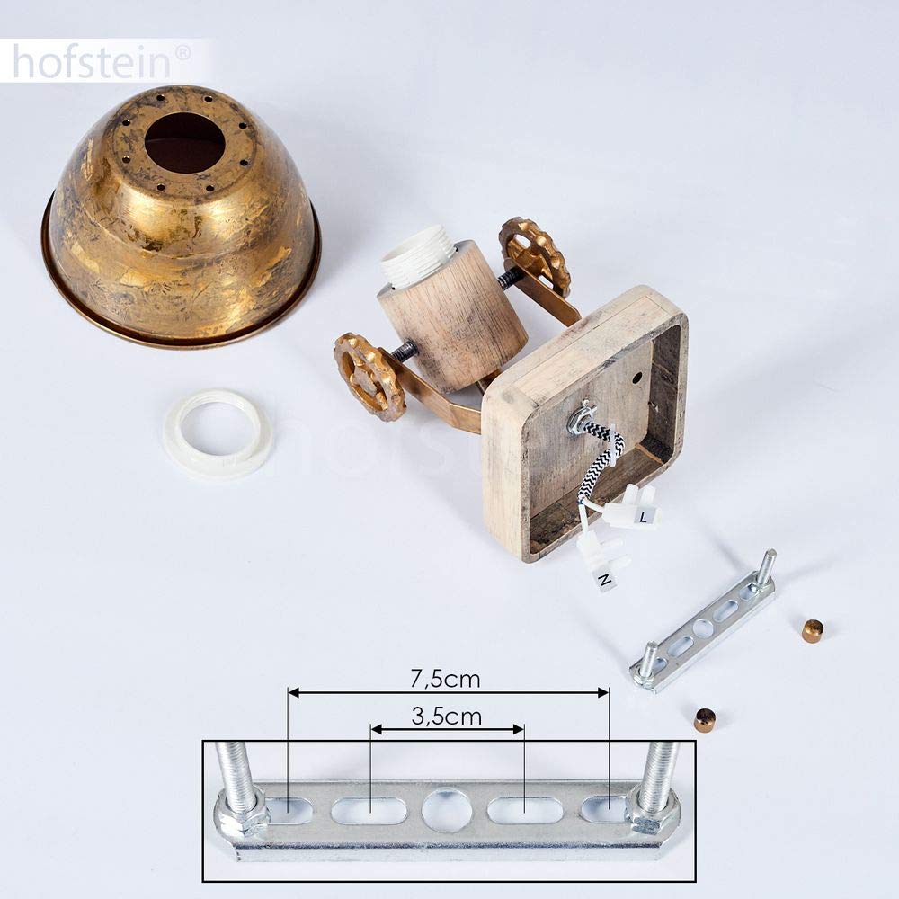 Applique Orny en bois et métal aspect bronze ancien, spot mural pivotant de style rétro-industriel, idéal dans un salon vintage, pour 1 ampoule E27, ampoule(s) non incluse(s)