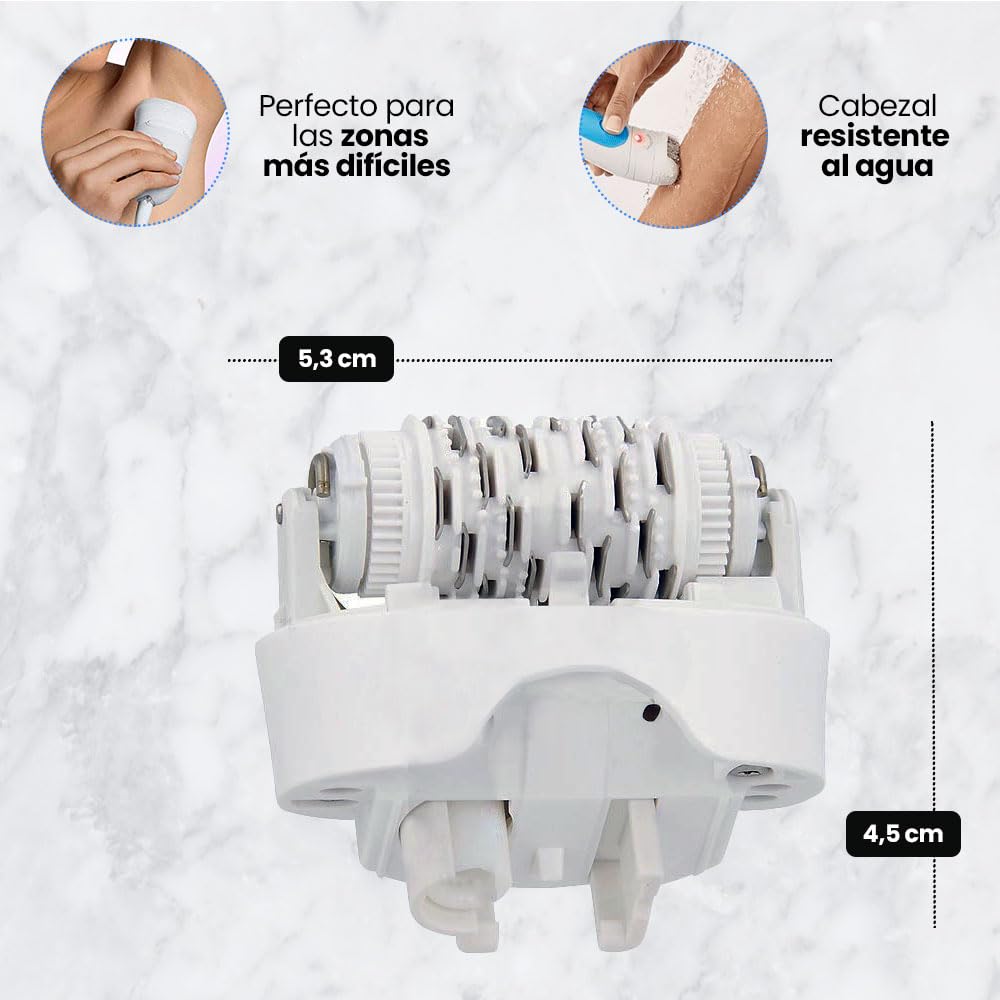 Anakel Home Repuesto Cabezal Depilación 67030946 Compatible con Braun Silkepil 7 Xpressive Pro y Compatible con Braun Silk Epil 5, Color Blanco | Cabezal depilador de acero inoxidable | modelos 5180-5780 7180-7891 | impermeable