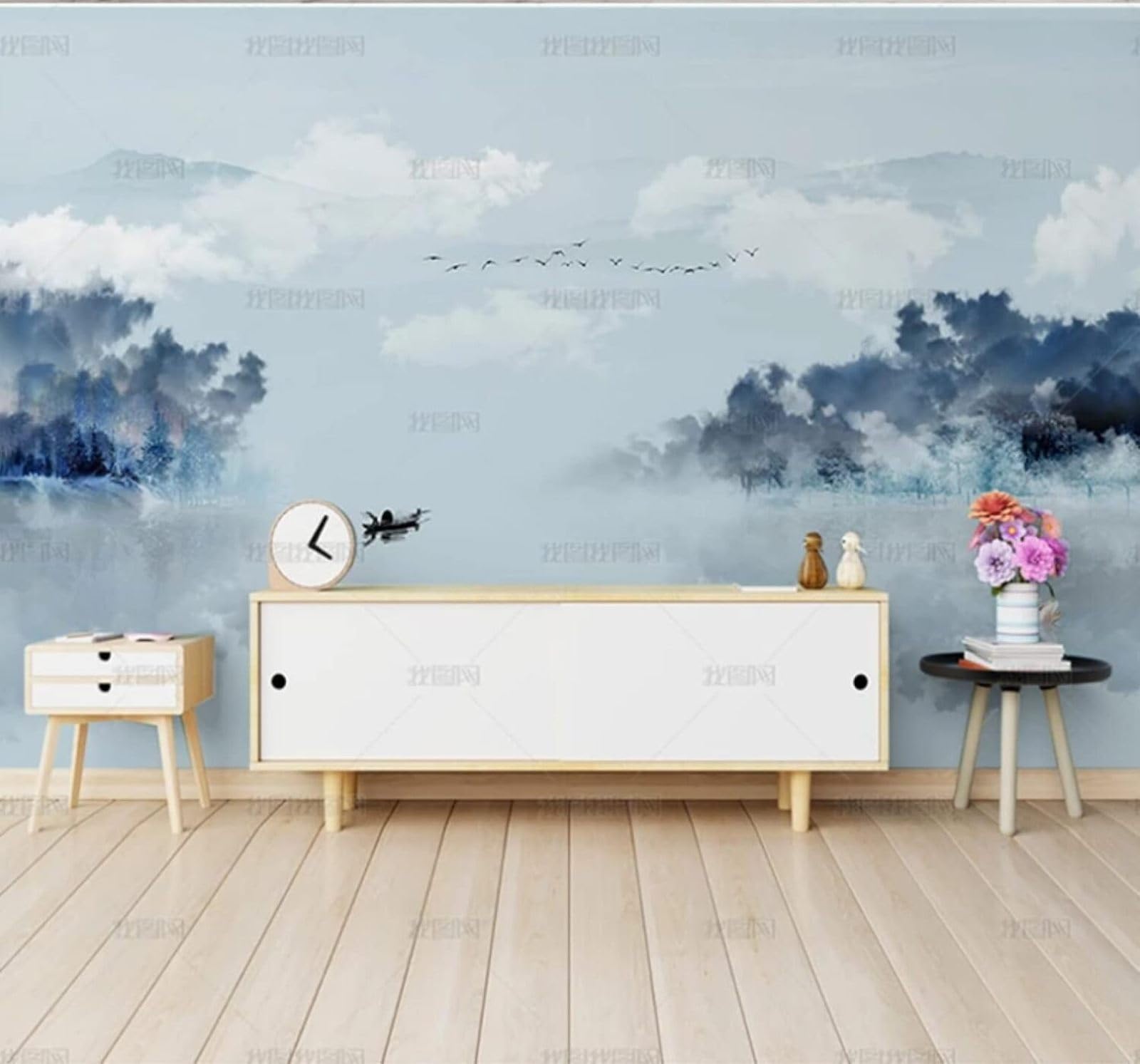 Abstract Ink Wash Landscape Art Scenery 3D Wallpaper Easy Install Feature Office Living Room Sofa Bedroom TV Background Wall Decoration-300cm×210cm
