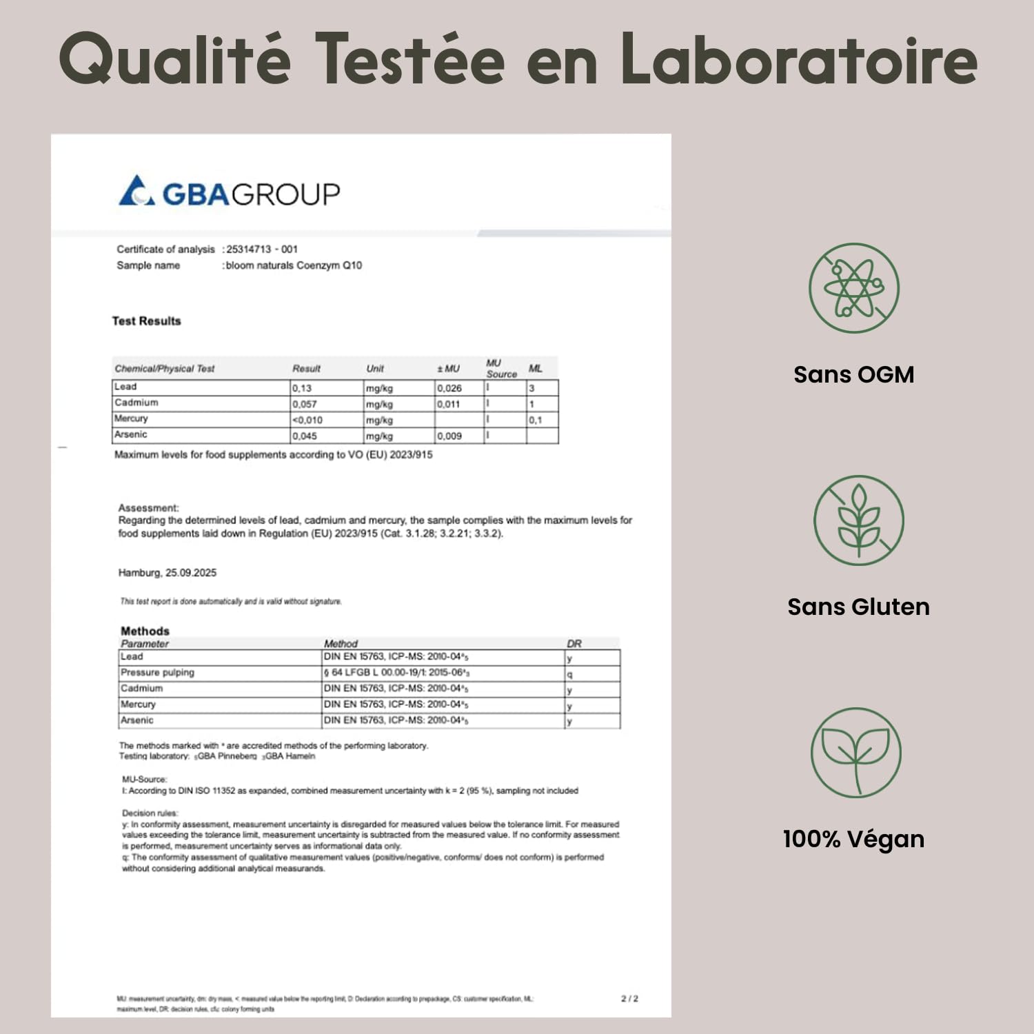 Coenzyme Q10 200mg - 130 Gélules - Issu de la Fermentation, Vegan - Produit en Allemagne - Coq10 - Testé en laboratoire
