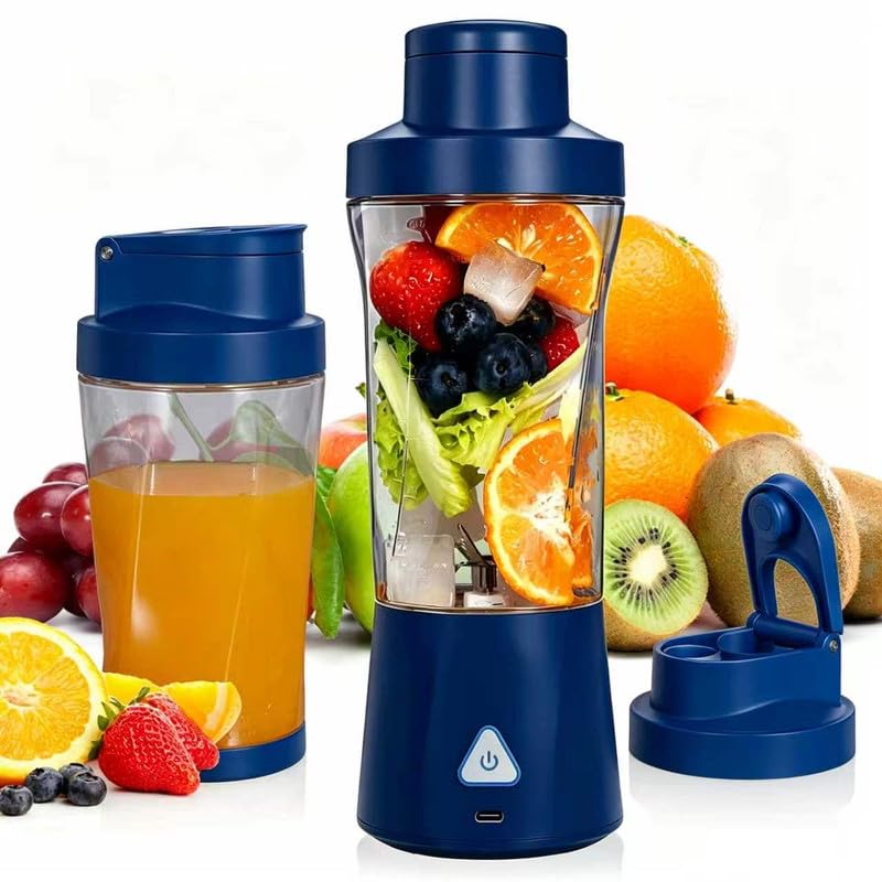 Personal Blender kabelloser Mini-Mixer, kabellos, 360 Watt, tragbarer Mixer, für Smoothies, frisch gepresste Säfte, 6000 mAh, selbstreinigend und BPA-frei, tragbarer Entsafter mit 6 scharfen Klingen