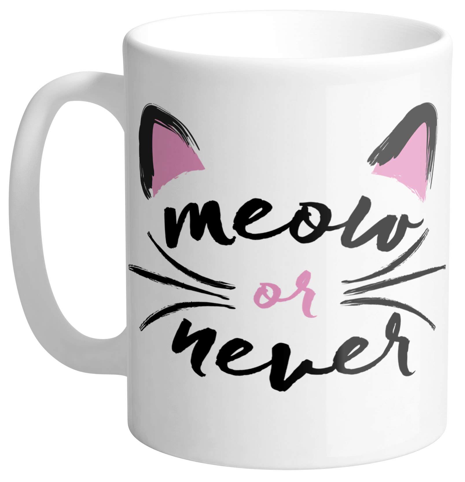 Meow or Never Cat Pun Coffee Mug 11oz