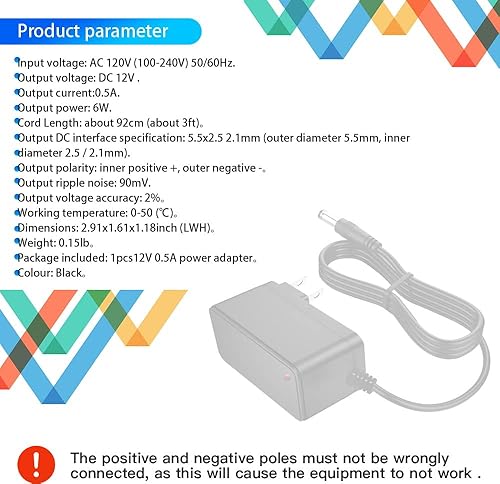 Miniatura 5 de Fuente de alimentación de 12V 0.5A 500mA AC 100 ~ 240V a DC 12V 500mA 6W Adaptador 12V 0.5A Transformador para sistema de vigilancia CCTV Luz de