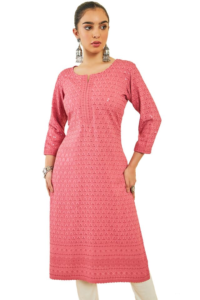 Image of Soch Women's Rayon Straight Fit Straight Kurta