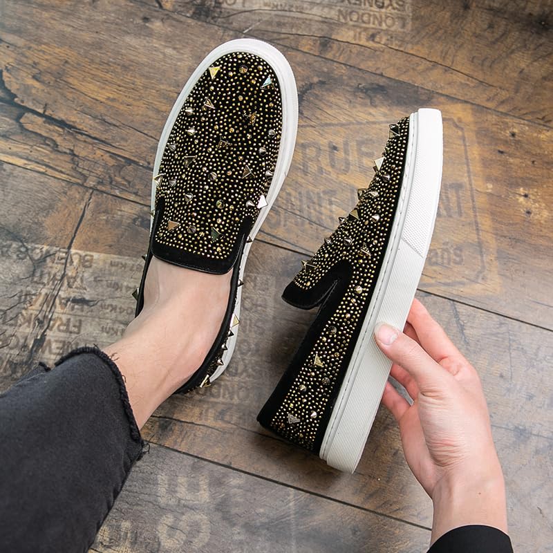 New Luxury Designer Men's Hip-hop Slip On Platform Embroidery Rivet Causal Shoes Flats Male Rock Punk Loafers Zapatos Hombre4