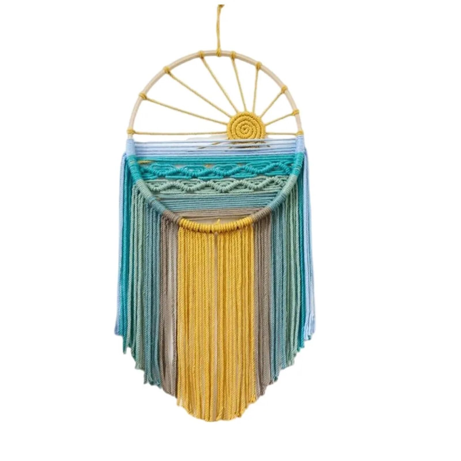 BFLCWSTD Macrame Wall Hanging Hand woven Cotton Rope Sunrise Sunset Tapestry Colorful Wall Art Decorative With Tassel(Color-03)