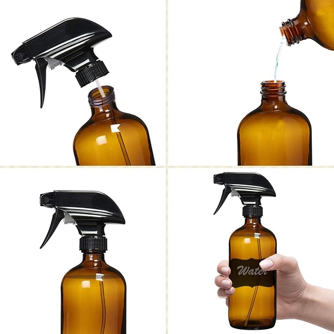 Botellas Atomizadoras de Vidrio Ámbar 16 oz Pack 4 miniatura 6