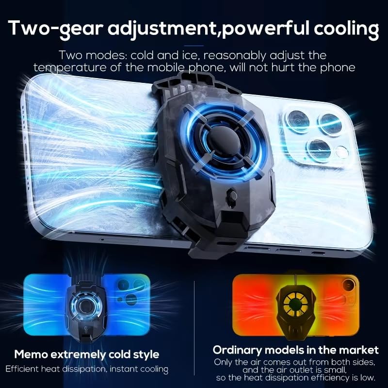 Image of BKN Fast Cooling X Memo DLA7 Mobile Cooler with Blue Light Adjustable Portable Gaming Semiconductor Cooling Radiator for Gaming, Live Streaming with 2 Speed Gears