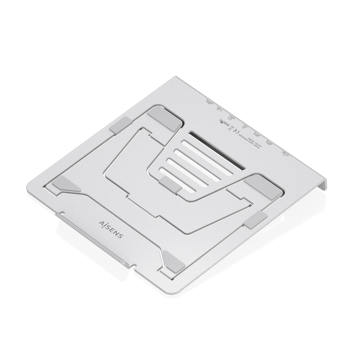 AISENS - ASUC-7P045-GR - Regulowany uchwyt na laptopa/tablet z USB-C Docking 7 w 1, szary