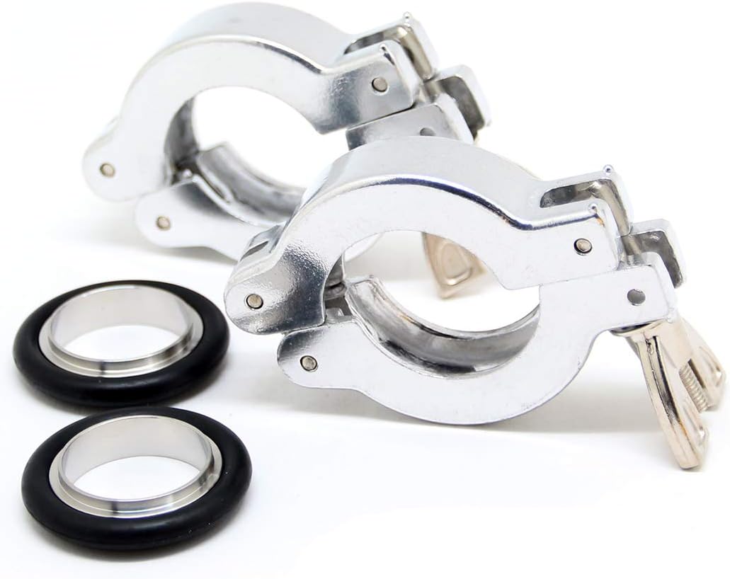 QiiMii KF-16 Aluminium Wing Nut Hinge Clamp with FKM Viton O-Ring and SS304 Center Ring, 2 Pack