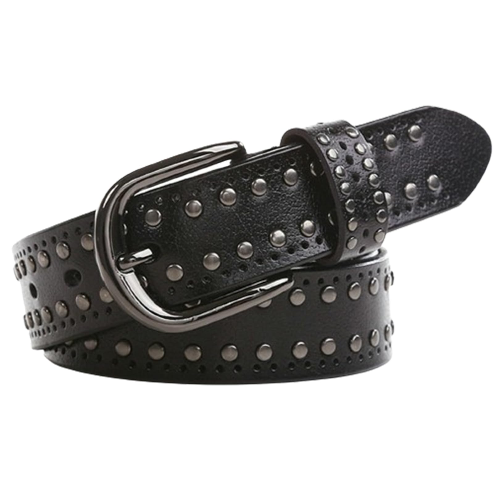 Black casual  Women\'s Studded Hollow Out Buckle Belt Previn Women main image 4