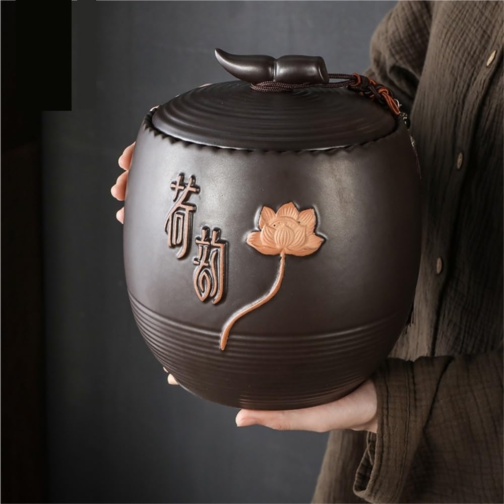 Contenitore per Il tè in Ceramica, Contenitore per Il tè Sfuso, Piccolo Barattolo sigillato in Ceramica, Set da tè Cinese retrò, Set da Un Barattolo, Scatola per Il tè (B)
