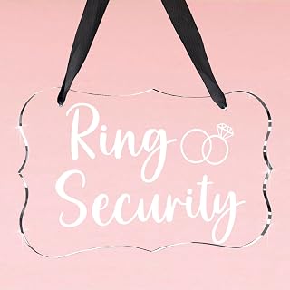 Acrylic Wedding Sign, Ring Bearer Sign, Ring Security Decor, for Rustic Wedding Decor Hanging Signs, Acrylic Wall Art With Ribbon for Chairs Weddings Reception Decorations and Event Party (Clear)