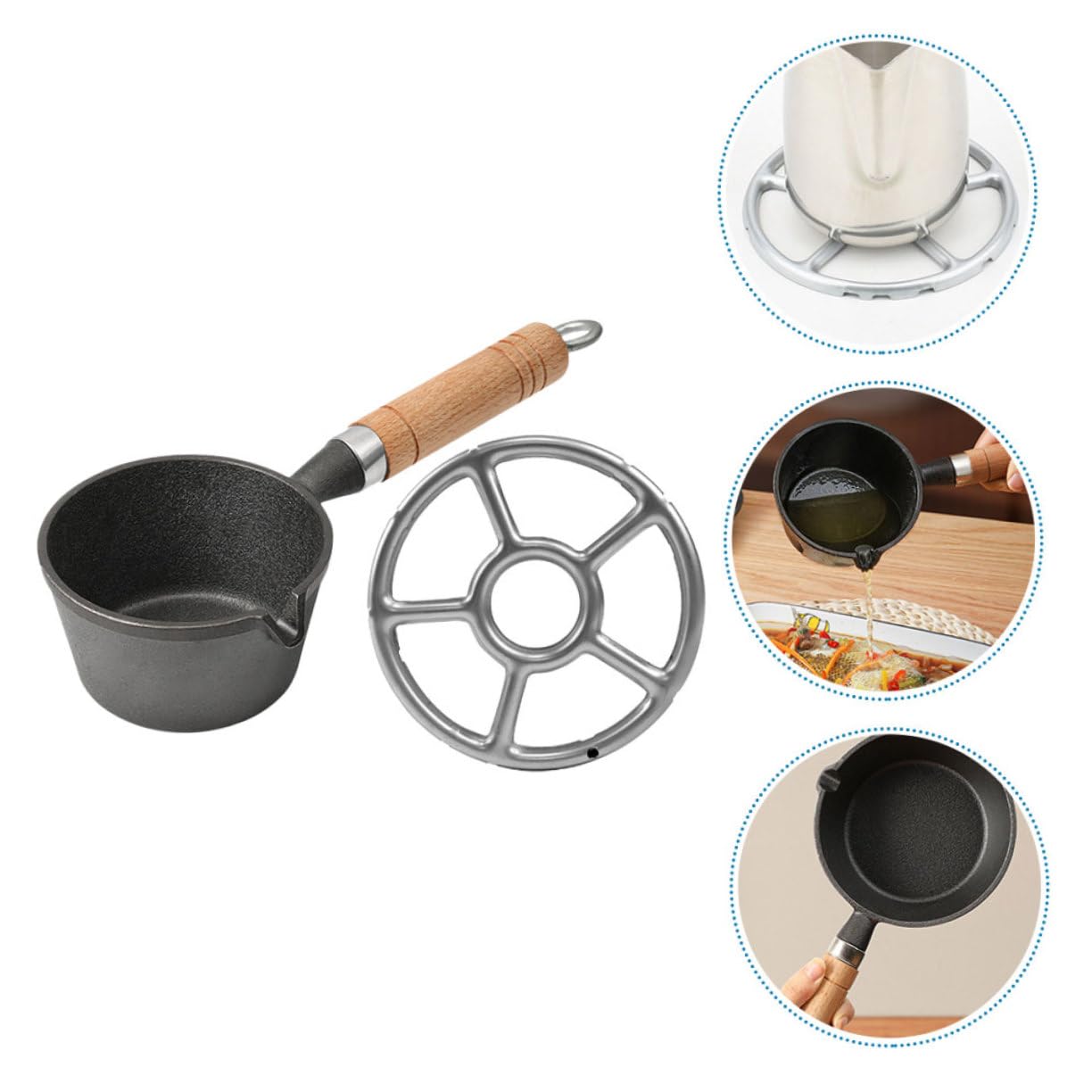 Abaodam Mini Gusseisen Pfanne Mit Holzgriff Antihaft-bratpfanne Für Eier Und Öl Kompakte Kochlösung Für Camping Und Outdoor-aktivitäten