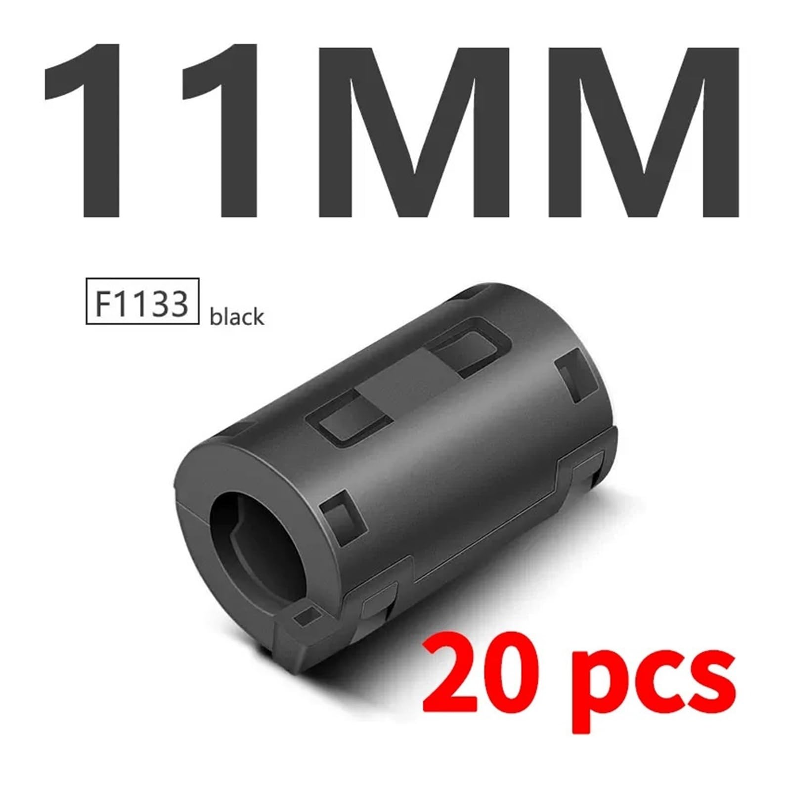 Filtro antirumore cavo EMI con perline di ferrite a scatto ID3.5/5/7/9/11/13/15mm 20 pezzi | Riduce le interferenze del segnale Design con blocco a scatto for cavi rotondi(11MM-ui650)