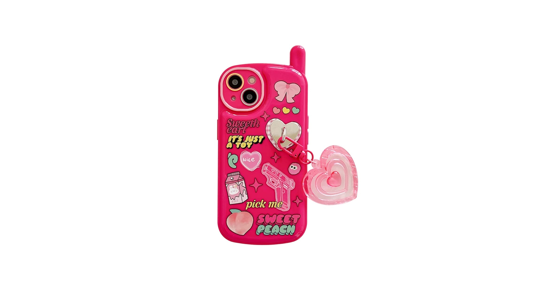 Amazon.co.jp: かわいいイラスト ピンク ハート ペンダント 3D