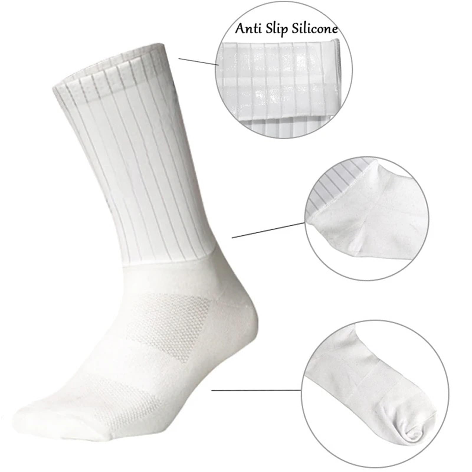 Fahrradsocken 3 Paar Fahrradsocken Anti-Rutsch-Sportsocken aus Silikon Atmungsaktive Mesh-Laufsocken for Herren FüR Sport, Wandern Und Radfahren(Color1)