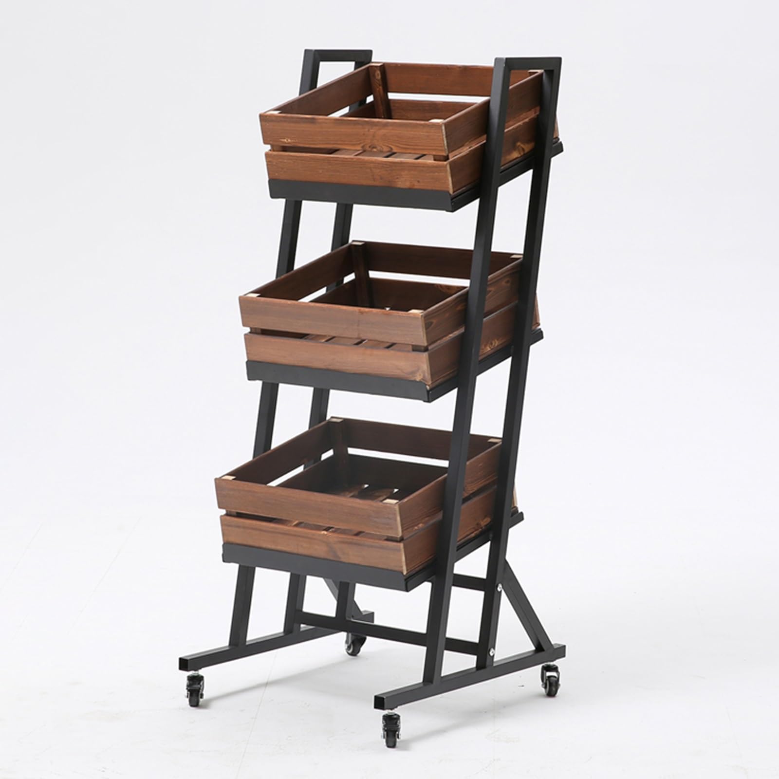 AYCDL Snack Shelf Organizer, 3-Tier Detachable Storage Basket with Wheels for Kitchen Pantry, Supermarket Display Stand