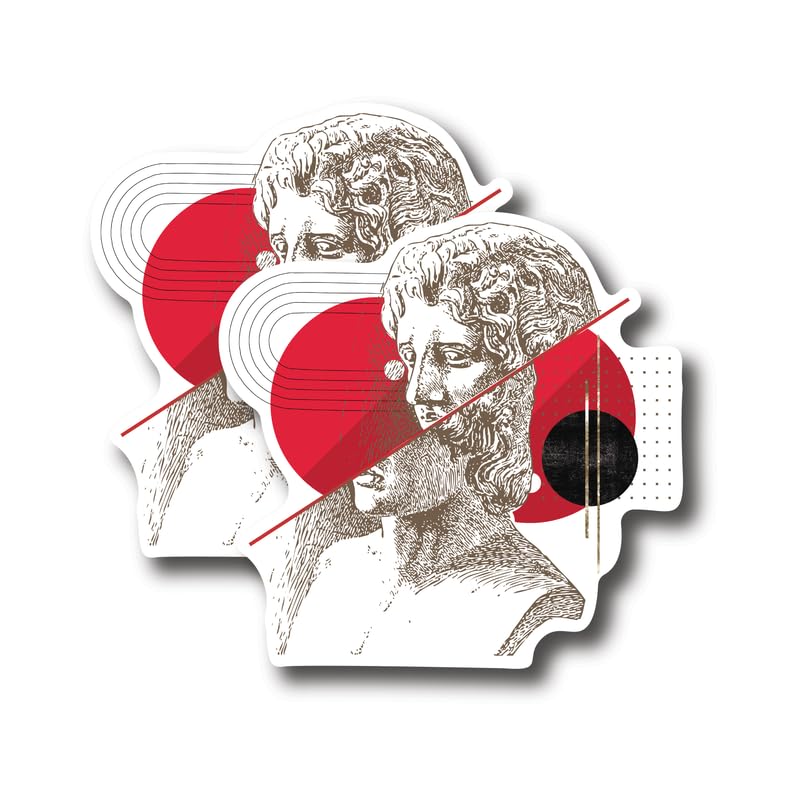 Abstract Greek Statue Bust Sticker - Cool Abstract Greek Mythology Sticker - Premium Quality Vinyl Bumper Stickers 2-Pack | 5-Inch on Widest Side | Made in USA - FHJ713
