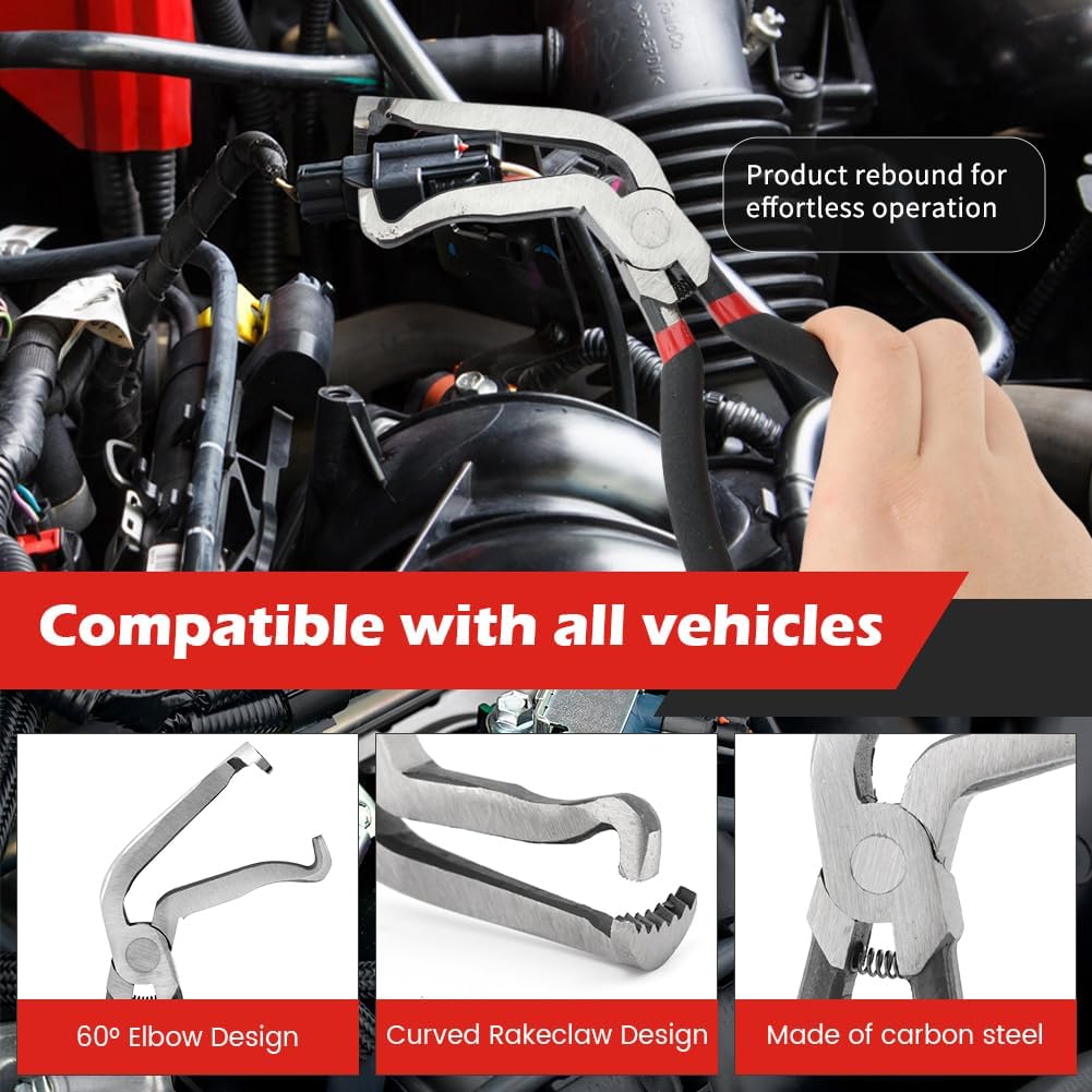 Electrical Connector Pliers Set, 4 Pliers + 18 Pin Tools & Storage Bag, Carbon Steel Disconnect Tools, Automotive Electrical Plug Connector Separaator for Cars, Trucks, SUVs(COLOR:Black)