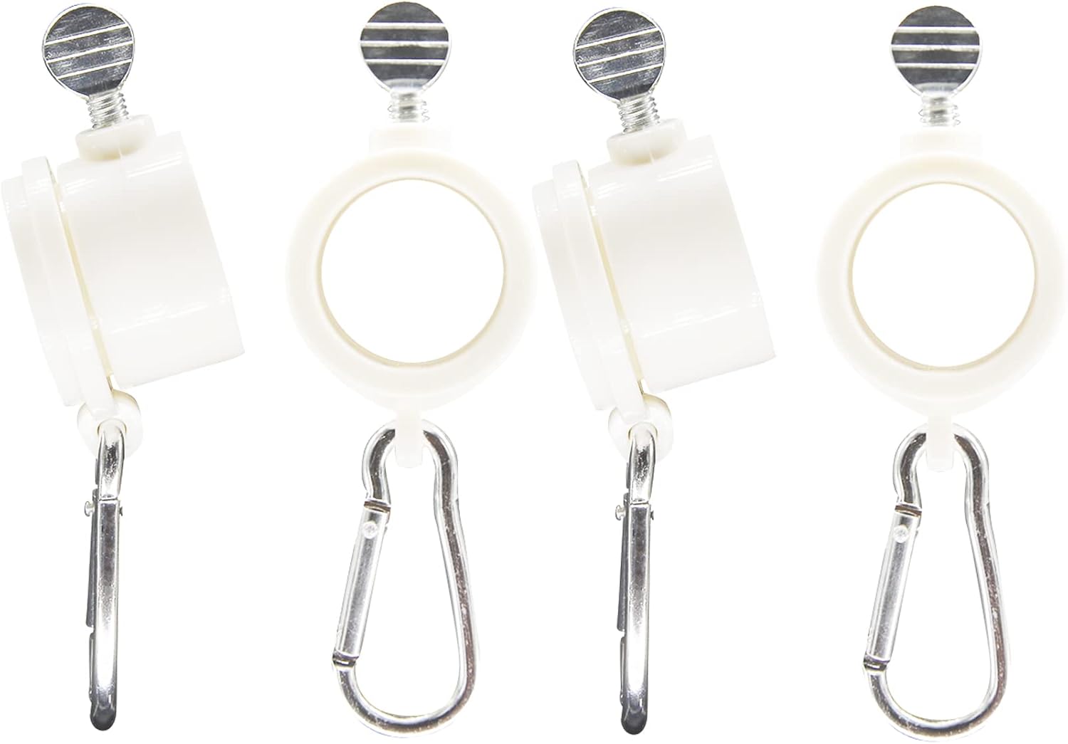 Uelfbaby Flag Pole Mounting Ring Clip， 1-Inch Diameter Rotating Mounting Rings，Pack of 4，White
