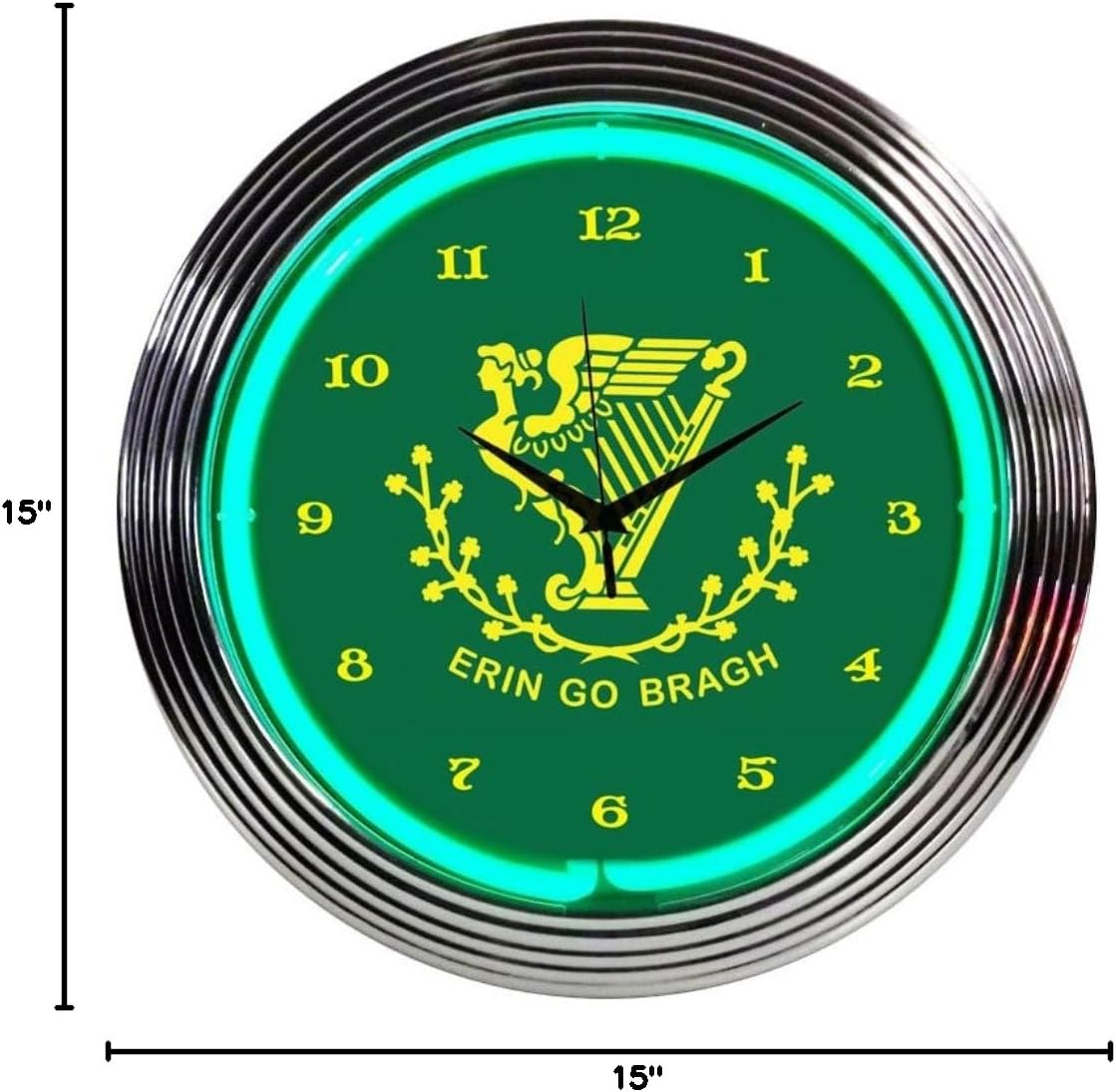 Neonetics Irish Erin Go Bragh Neon Wall Clock, 15-Inch