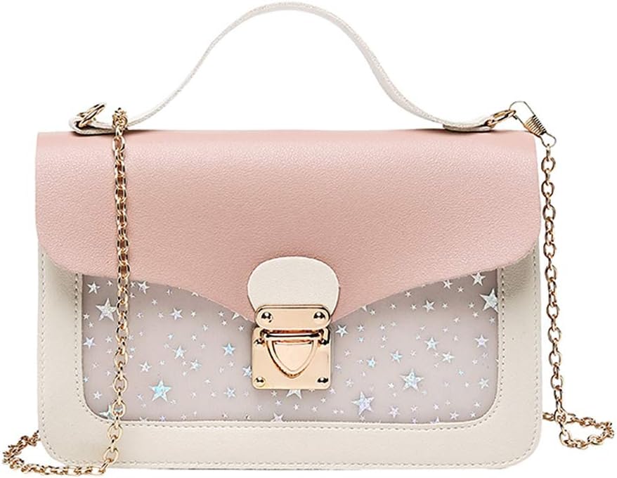 Girls Pink Star Handbag Chain Detachable Three-Layer Mezzanine Large Capacity Handbag For Girls