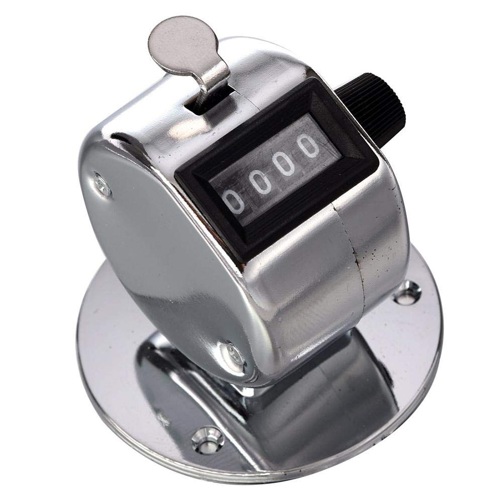 ZHUOTOP Click Counter Round Base 4 Digit Manual Hand Tally Mechanical Metal Desktop