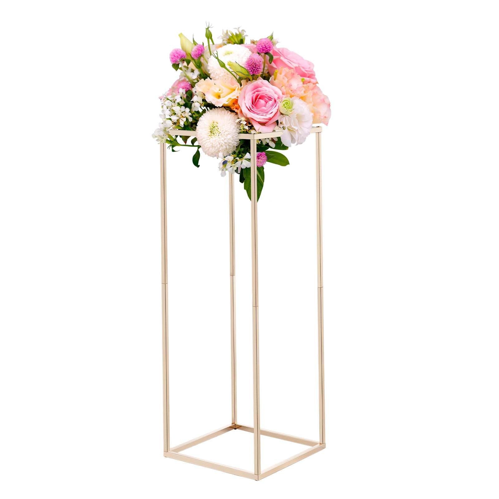 VEVOR Supporto per Fiori da Matrimonio 10 Pezzi da 80 cm, Supporto per Fiori con Vite Nascosta, Espositore Floreale Cubico Rettangolare per Matrimoni, Feste, Compleanni, Casa, Oro Francese
