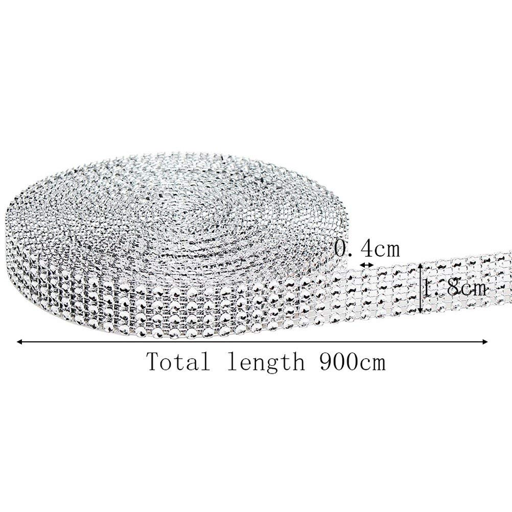 Tuxiaobu 4 File 10 Yard Argento Acrilico Diamante Maglia Nastro
