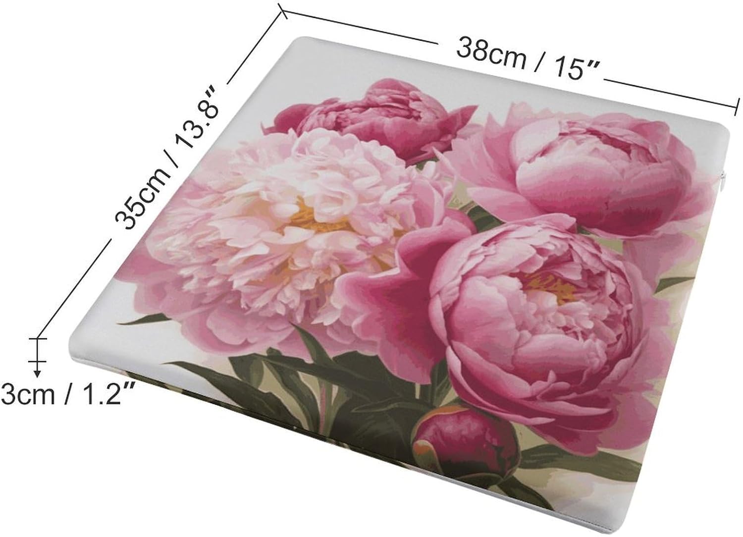 Peony Flowers Blossom Chair Cushion Floor Pillow Stool Cushion | Cushions with Removable Cover with Square Memory for for Chair Living Room Balcony Office Sofa,13.8*15*1.2 Inch