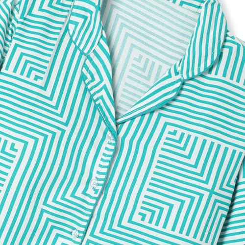 Image of Girls Premium Cotton Full Sleeves Printed Nightsuit Set | Collar Style Night Dress for Girls | Soft & Breathable Pajama Set | Trendy Kids Sleepwear & Nightwear