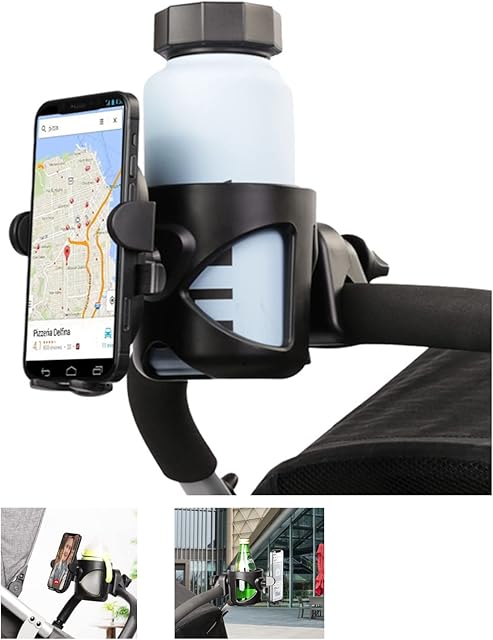 Stroller Cup Holder, Pushchair/Pram Cup Holder, Bottle Organizer for Stroller, Drink Coffee Cup Holder for Wheelchairs/ Camping Chair, Thermos Cup Holder Baby Buggy, Bike Cup Holder for Golf Caddy