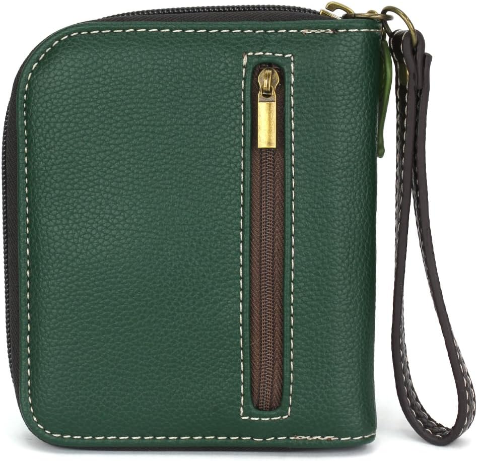 CHALA Zip Around Wallet, Wristlet, 8 Credit Card Slots, Sturdy Pu Leather - Lily Frog - green stripe - Image 2
