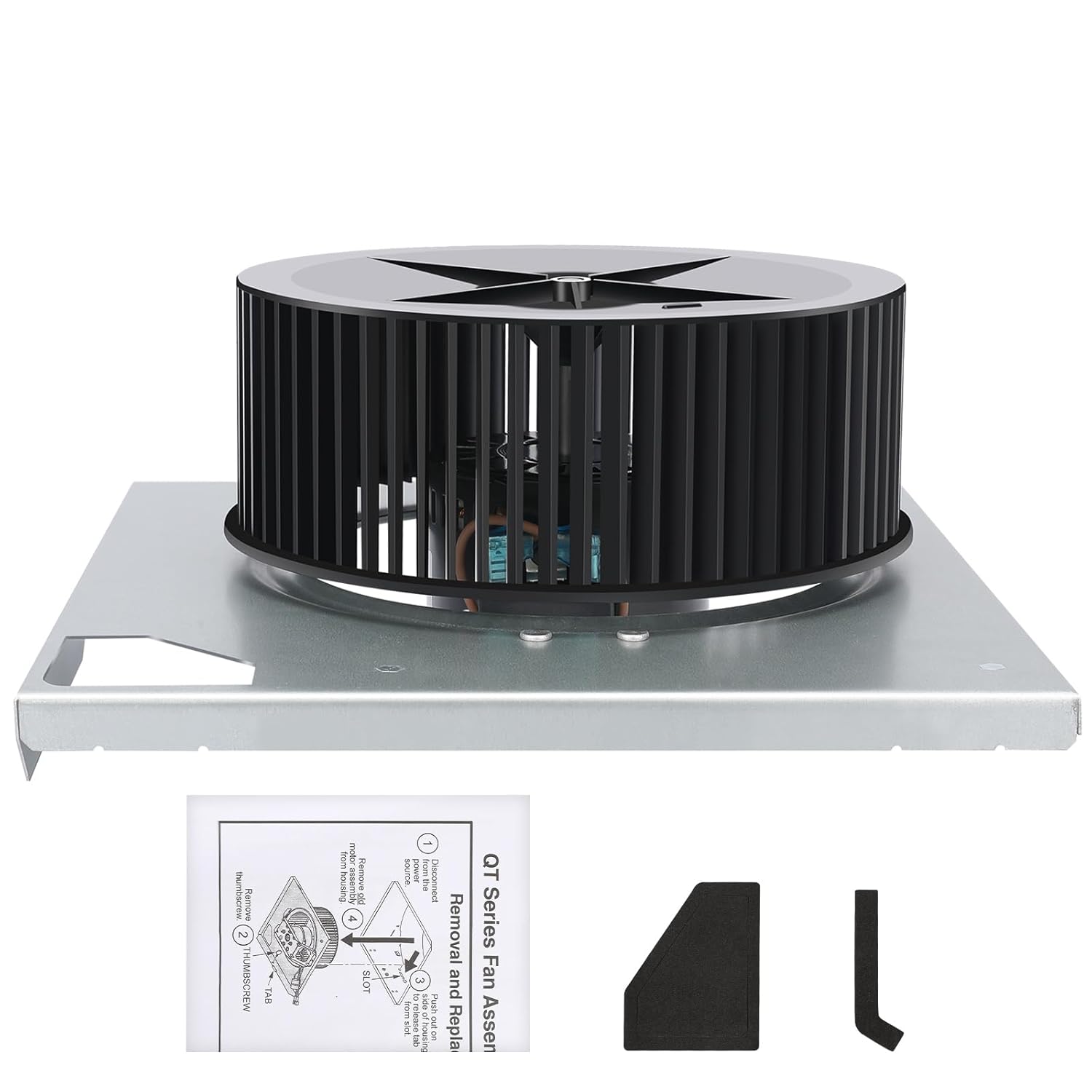 S-97016621 Bathroom Exhaust Fan Motor & Blower Wheel – Quiet, Easy Install, Strong Airflow, Replaces OEM 97016621, 99080568 (S97016621 with Bracket)