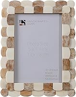 Handicrafts Home 5x7 Handmade Scallop Bone Inlay Picture Frame - Boho Farmhouse Vintage Wall & Tabletop Decor, Gallery Wall Accent