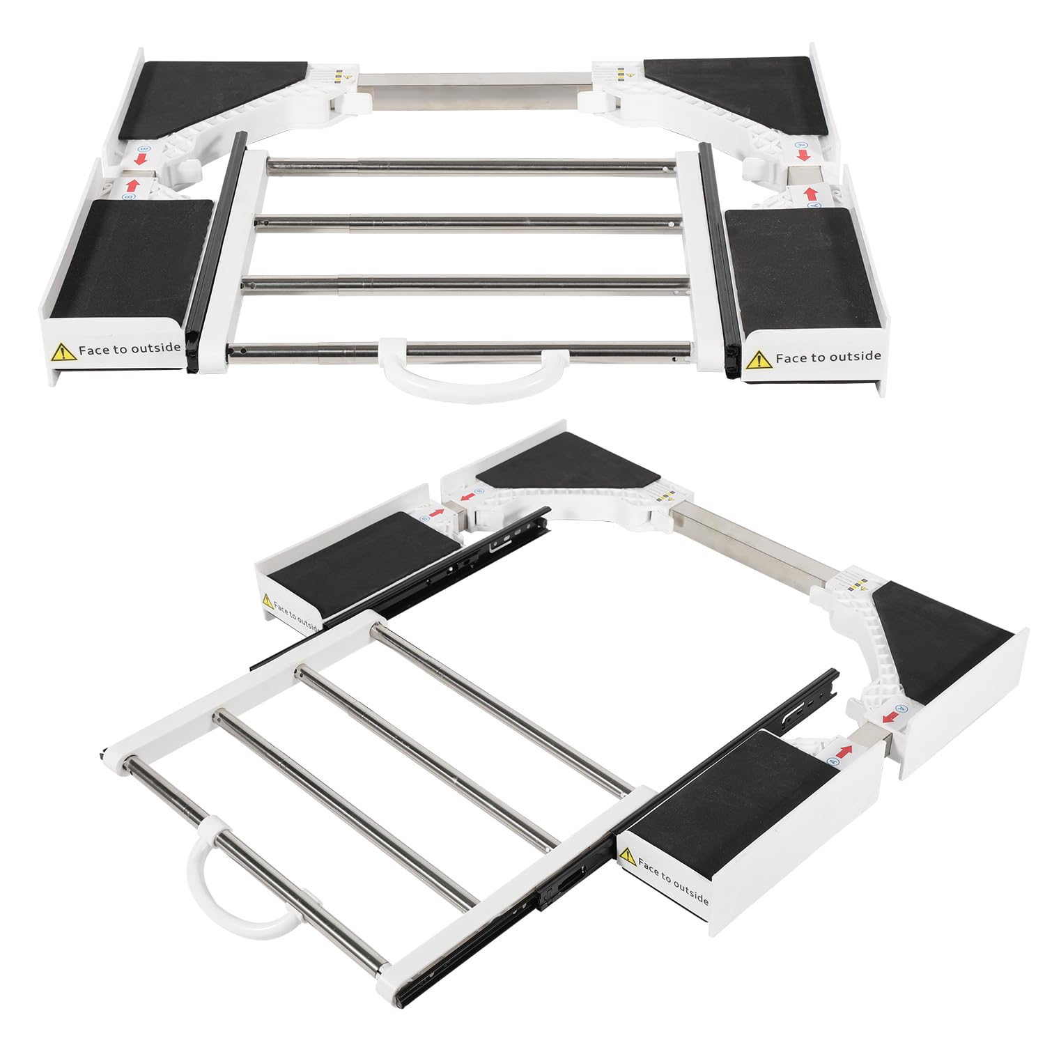 Zwischenbaurahmen Trockner Waschmaschine mit Schublade EU Designpatent, Universeller Verbindungsrahmen aus Stahl Kunststoff, Tragkraft 100kg, Einfache Montage für 54-73cm Geräte